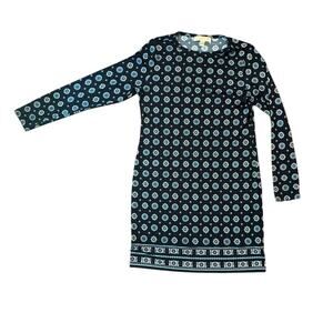 Michael Kors Blue Black Floral Tunic Dress M